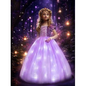 UPORPOR Light Up Princess Dress Girls Halloween Costume Christmas Costume Toddler Dressing Up for Bithday Party, Purple