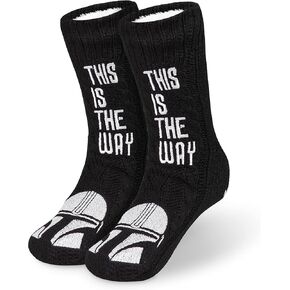 Disney The Mandalorian Fluffy Socks, Baby Yoda Mens Slipper Socks, Warm Knitted Socks