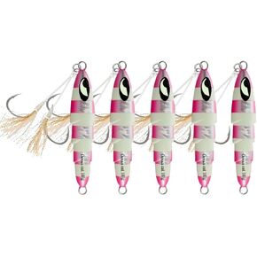 OCEAN CAT 1 PC Lead Metal Flat Slow Fall Pitch Fishing Jigs Lures Sinking Vertical Jigging Painted Spoons Bait with Butterfly Hook for Saltwater Fishing