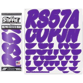 STIFFIE Whip-One Purple 3" Alpha-Numeric Registration Identification Numbers Stickers Decals for Boats & Personal Watercraft