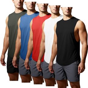 GYM REVOLUTION Men's 5 Pack Workout Fitness Tank Tops Muscle Gym Sleeveless Shirts
