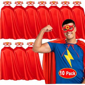 iROLEWIN Superhero-Capes for Adults and Masks for Women Men Bulk Group Costumes Team Building Magician Dress-up Party Favors