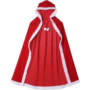 Christmas Velvet Hooded Cape, Halloween Costumes Cloak Santa Xmas Velvet Hooded Cape Robe