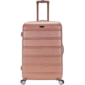 Rockland Melbourne Hardside Expandable Spinner Wheel Luggage, Rosegold, Checked Large 28"