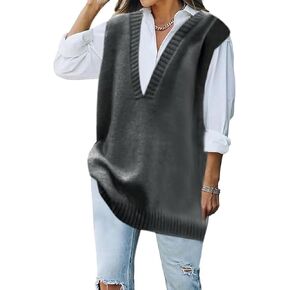 Women's Casual Sweater Vest Sleeveless Knit Waistcoat Loose fit Pullover Sweaters