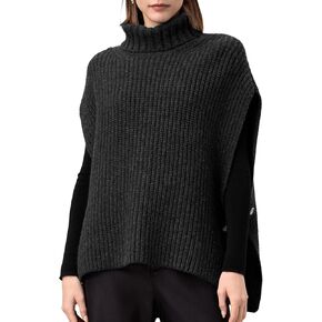 Amoretu Women's Pure Wool Turtleneck Knit Sweater Sleeveless Loose Shawl Tops, 2024