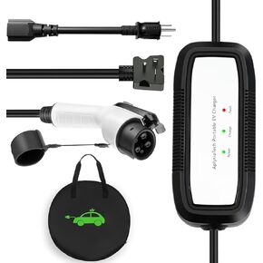 Portable EV Charger Level 1, 15Amp 110V, Electric Vehicle Charger with 21Ft Extension Cord,NEMA 5-15P for Plug-in Home EV Charging Station,Compatible with SAE J1772 EVs(Tesla Need Adapter)