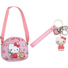 Kitty Cat Crossbody Bag with Adjustable Shoulder Strap Comes with Keychain, Kawaii Handbag with Buckle, Cat Family Wallet Purse Shoulder Bag Coin Pouch Accessories for Women Girls