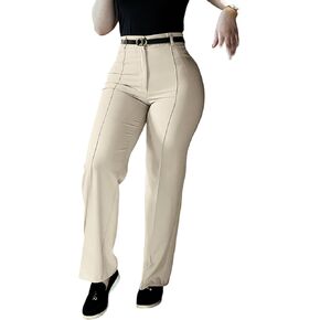 CHICME Work Pants for Women High Waist Straight Leg Work Pants Business Casual Trousers with Pockets