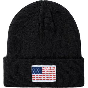 Fishing Beanie American Flag Beanies Skull Cap Winter USA Patriotic Knit Hats Fishing Gifts for Men Women