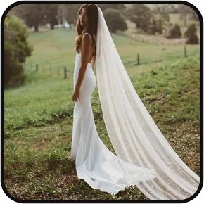 118'' Cathedral Wedding Veils for Brides 2Tier Long Bridal Veil with Comb Simple Drop Veil