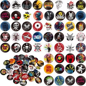 Kigeli 50 Pcs Punk Buttons Pins 1 Inches/ 25 mm Emo Band Button Badge for Backpacks Bags Hats Jeans