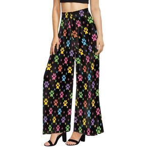 Hibiscus Women's High Waist Wide Leg Pants Almond Blossom Stretchy Pants Yellow Sunflowers Lounge Pant Trousers