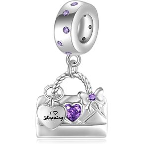 Shopping Bag Charms 925 Sterling Silver Shopping Bag Bracelet Charms Beads Jewelry Present for Women