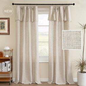 H.VERSAILTEX Linen Curtains 84 Inch Length for Living Room Neutral Modern Farmhouse Window Privacy Linen Fabric Drapes for Farmhouse Window Treatment Panels with Valance, 52 x 84 - Linen