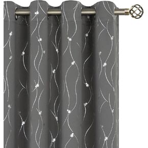 BGment Blackout Curtains for Bedroom/Living Room 84 Inch Length 2 Panels Set, Room Darkening Thermal Insulated Grommet Window Drapes with Line and Dots Pattern, Each Panel 52 x 84 Inch, Dark Grey