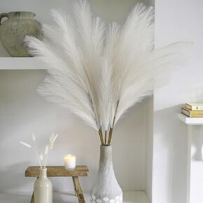 38" 10 Stems White Pampas Grass Tall Decor - Faux Pampas Grass Decor Tall Pampas Grass for Floor Vase Boho Home Wedding Mothers Day Decoration