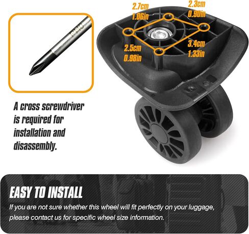 2pcs Luggage Wheel Replacement, Suitcase Swivel Casters Plastic for DIY Repair, Spinner Wheels Mute 360 Degree Rotation, A159B in Kuwait