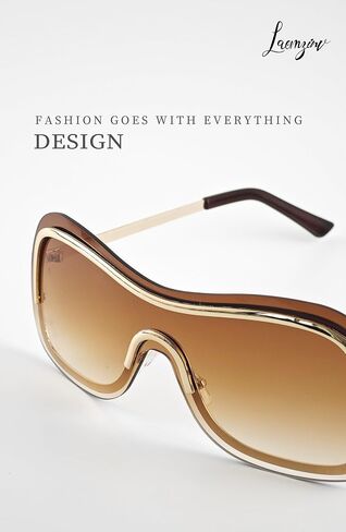 Y2k Wrap Around Sunglasses with Large Shield Shades, Big Metal Temple Retro 90s Style Futuristic Sunnies UV400 LA042 in Saudi Arabia
