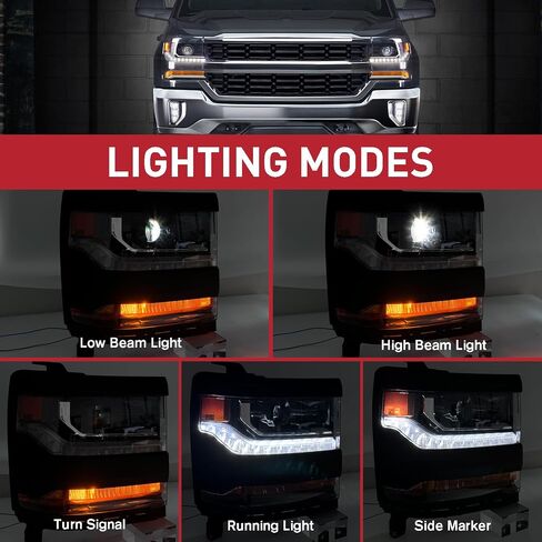 Chrome HID/Xenon LED DRL Projector Headlight Assembly Compatible with 2016-2018 Chevy Silverado 1500/2019 Silverado 1500 LD Right Passenger Side 84388631 GM2503451 in Saudi Arabia
