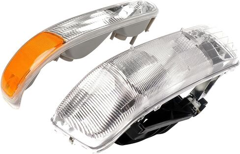 Headlights Assembly Compatible with 1999-2002 Chevy Silverado 1500 2500, 2000-2006 Tahoe Suburban Headlights Headlamp with Bumper Lights, Black Housing Clear Reflector in Kuwait