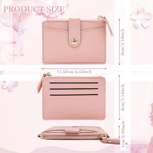 Small Credit Card Holder for Women, Candy Colored Women's Wallets with 4 Card Slots, Zipper and Button, Small Coin Purse for Coin, Folded Cash and Cards (Black) in Saudi Arabia