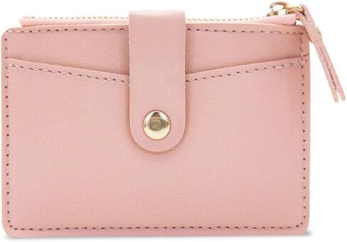 Small Credit Card Holder for Women, Candy Colored Women's Wallets with 4 Card Slots, Zipper and Button, Small Coin Purse for Coin, Folded Cash and Cards (Black) in Saudi Arabia