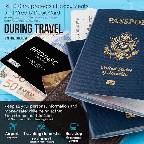 RFID & NFC Blocking Card - Anti-Theft Security for Credit/Debit/ID Card. Secure Your Identity and Finance Information with a Slim-Design Card Protector, 2 pcs. (Black) in Saudi Arabia