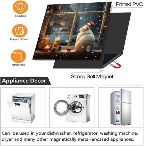 Winter Snow Scene Kitchen Decor Dishwasher Sticker Art Magnet Cover for Door Panels,Christmas Cat Refrigerator Magnetic Dishwasher Cover Decals for Home Appliances,Easy to Trim,23"x17" in Saudi Arabia