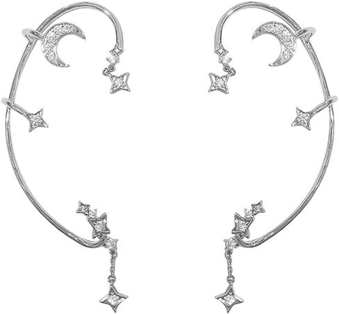 Beaupretty 1 زوج نجمة القمر الأذن الكفة الأذن الكفة للنساء القوطية الجان الأذن الأصفاد الأذن مجوهرات غير مثقوب الأذن الكفة آذان الجنية للأقراط in Kuwait