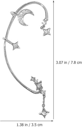 Beaupretty 1 زوج نجمة القمر الأذن الكفة الأذن الكفة للنساء القوطية الجان الأذن الأصفاد الأذن مجوهرات غير مثقوب الأذن الكفة آذان الجنية للأقراط in Kuwait