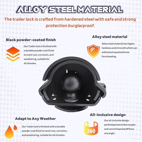 قفل مقطورة 2516 مناسب لمقرنة بمقاس 2-5/16 بوصة، أقفال وصلة مقطورة مضادة للسرقة من الفولاذ شديد التحمل، يناسب قارب مقطورة شاحنة السفر RV in Kuwait