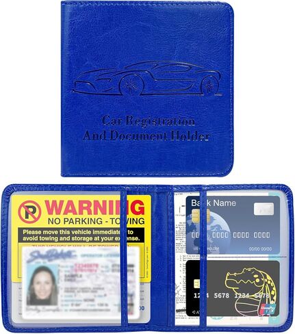 Car Registration & Insurance Card Holder, Waterproof Leather Vehicle Glove Box Organizer with Magnetic Shut, Vehicle Wallet Accessories Case for Cards Document Driver License (Black) in Kuwait