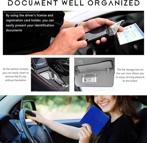 Car Registration & Insurance Card Holder, Waterproof Leather Vehicle Glove Box Organizer with Magnetic Shut, Vehicle Wallet Accessories Case for Cards Document Driver License (Black) in Kuwait