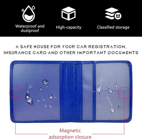 Car Registration & Insurance Card Holder, Waterproof Leather Vehicle Glove Box Organizer with Magnetic Shut, Vehicle Wallet Accessories Case for Cards Document Driver License (Black) in Kuwait