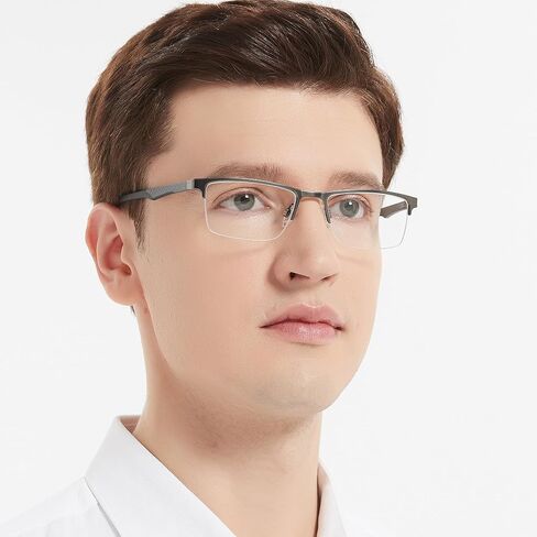 3 Pack Reading Glasses for Men Blue Light Blocking with Spring Hinge,Stylish Metal Half Frame Mens Computer Readers (+1.5 Strength) in Saudi Arabia