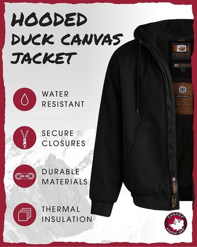 سترة رجالية من CANADA WEATHER GEAR - ملابس خارجية آمنة من قماش البط المتين مع بطانة شيربا (الأحجام: S-XXL) in Kuwait