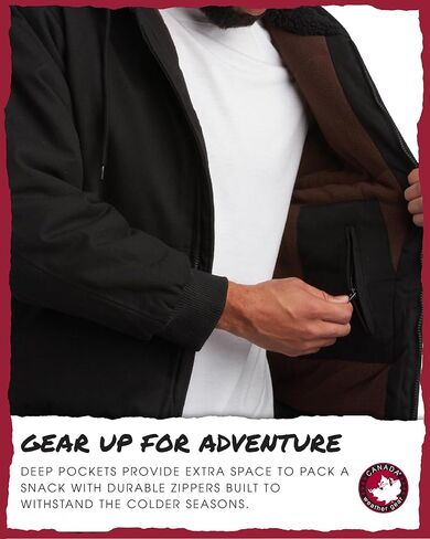 سترة رجالية من CANADA WEATHER GEAR - ملابس خارجية آمنة من قماش البط المتين مع بطانة شيربا (الأحجام: S-XXL) in Kuwait
