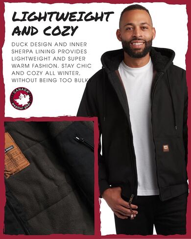 سترة رجالية من CANADA WEATHER GEAR - ملابس خارجية آمنة من قماش البط المتين مع بطانة شيربا (الأحجام: S-XXL) in Kuwait