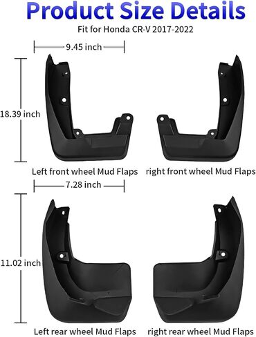 KELCSEECS Car Mud Flaps Fit for Honda CR-V 2017-2022 Mud Flaps, Front & Rear Mud Splash Guard Compatible with 2022-2017 CR-V Mudflap Fender Guards, 4 Pcs Mud Guard Kit Accessories Black in Saudi Arabia