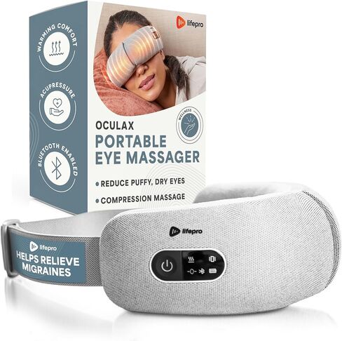 LifePro Portable FSA/HSA Eligible Eye Massager with Heat and Vibration-4 Soothing Modes for Compression Massage to Help Reduce Puffy and Dry Eyes-Rechargeable Heated Migraine Mask with Bluetooth Music in Saudi Arabia
