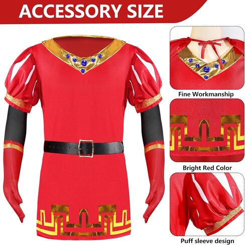 6PCS Costume Set King Halloween Cosplay Red Cape Cloak Cap Shirt Gloves Props Outfit for Adult Men Women Clothes in Saudi Arabia