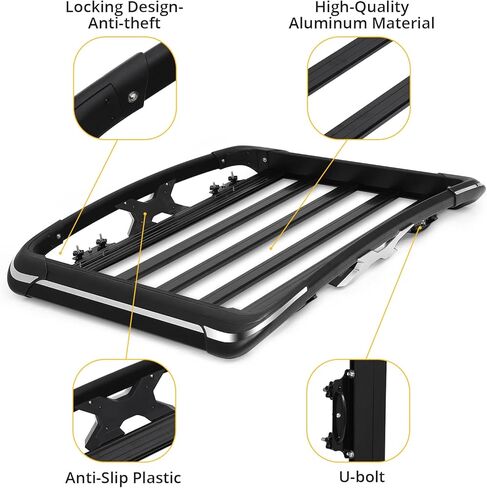 Roof Rack Basket, 63 x 37.8 Inch Heavy Duty Car Carriers Rooftop Basket, 165Lbs Capacity Cargo Rack for SUV Truck Cars in Kuwait