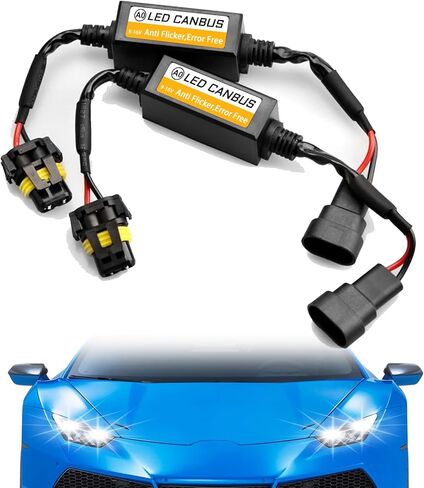 2PCS Car LED Headlight Decoder, 9006/9005 Blinker Resistor Hid LED Conversion Kit Warning Error Decoder Universal Anti Flicker Relay Canceller Capacitor Resistor Harness Adapter（9006/9005） in Kuwait