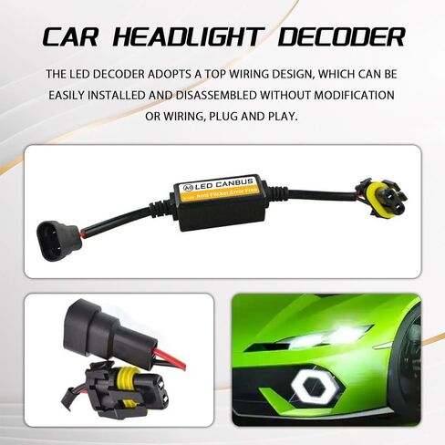 2PCS Car LED Headlight Decoder, 9006/9005 Blinker Resistor Hid LED Conversion Kit Warning Error Decoder Universal Anti Flicker Relay Canceller Capacitor Resistor Harness Adapter（9006/9005） in Kuwait