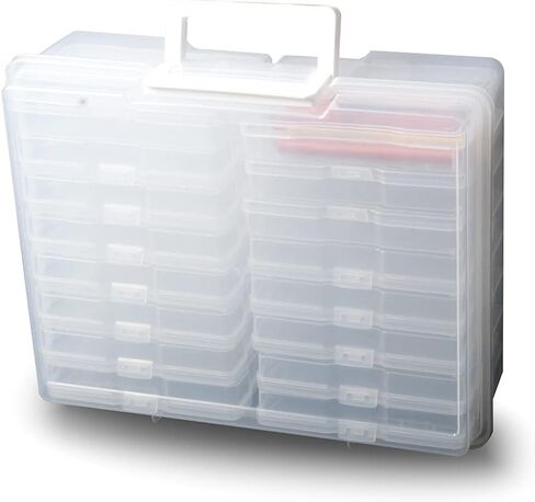 صندوق تخزين الصور البلاستيكي من Jujdlmaker مع 6 قطع مقاس 4×6 حافظات Picutre بالداخل، مثالي للصور والأدوات اليدوية وما إلى ذلك (ملون، صغير) in Kuwait