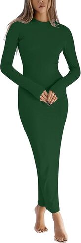 Women Fall Bodycon Maxi Dress Sexy Wedding Party Pencil Dresses Trendy Ribbed Long Sleeve Midi Dress Classy Knit Dress 2025 in Kuwait