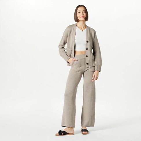The Drop Women's Cynthia Cotton Blend Wide Leg Sweater Pant in Kuwait