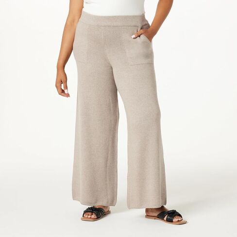 The Drop Women's Cynthia Cotton Blend Wide Leg Sweater Pant in Kuwait
