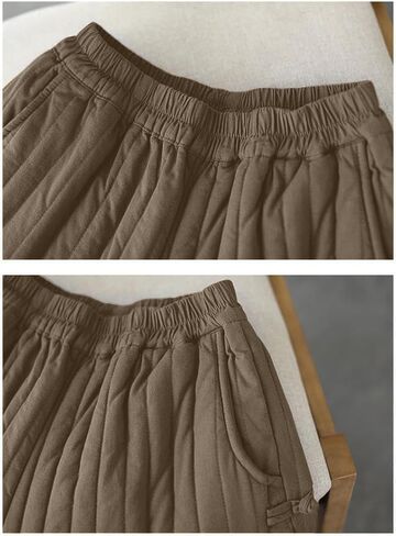 TBA سراويل شتوية للنساء دافئ أسفل القطن بانت سميكة مبطن مبطن Sweatpants فضفاضة تناسب واسعة الساق بنطلون مع جيوب in Kuwait